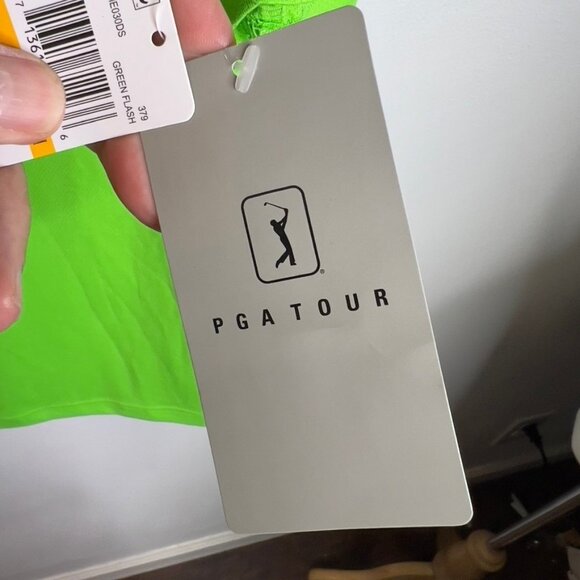 PGA TOUR $52 Men Airflux Mesh Golf Polo Shirt Size L Green Flash - Picture 5 of 10